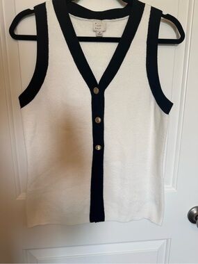 a new day White Knit Top with Black Trim
